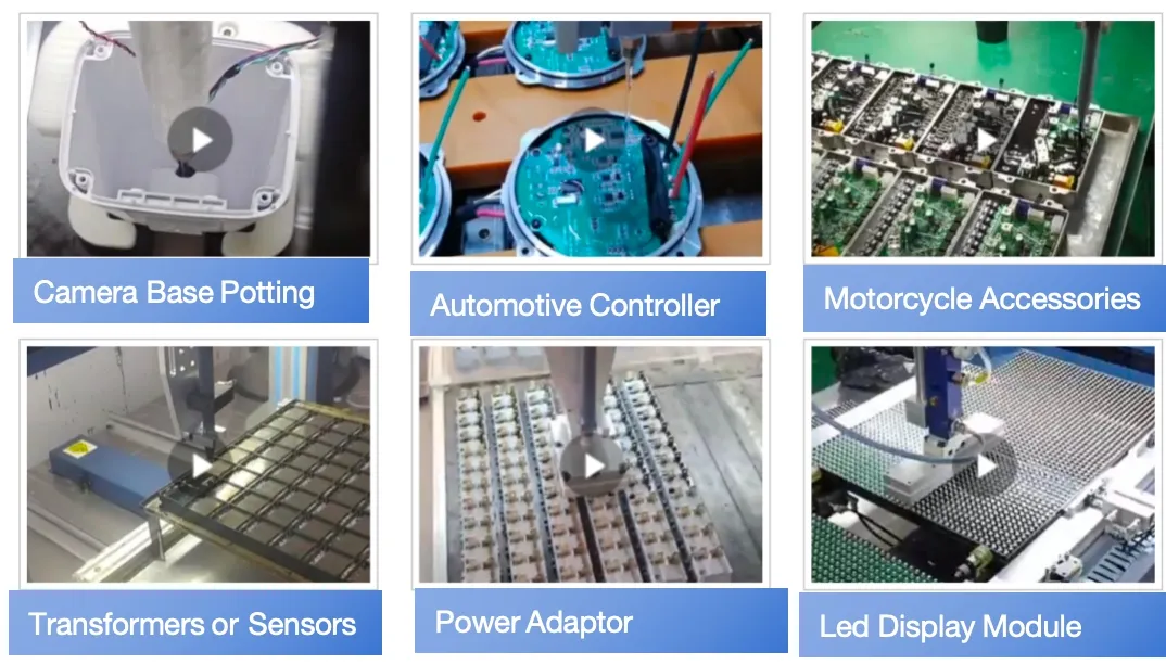 Sistema de distribución de pegamento robótico Dispensador de resina epoxi compacto para envasado de PCB con cámara cerrada 3